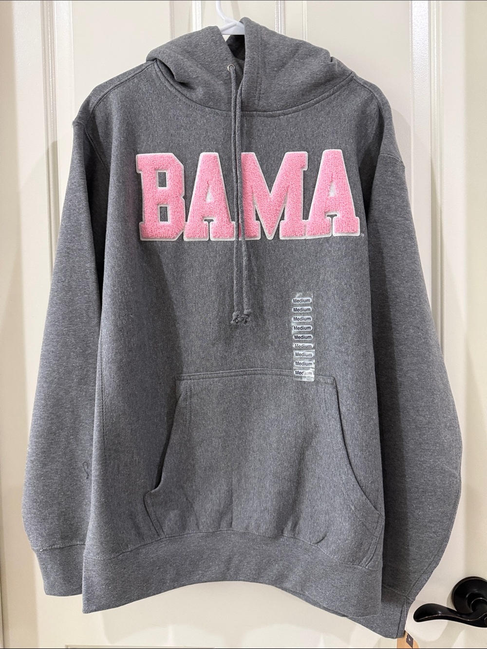 MV Sport Pro-Weave Charcoal Gray Oversize Hoodie with Pink BAMA Lettering